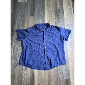 Design In Italy Button Down Shirt Mens 4XL Blue Good Short Sleeve Linen Blend